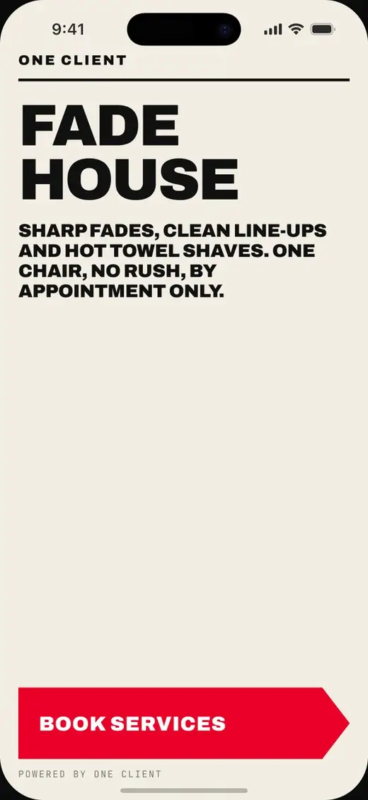 A booking page in the Cut theme