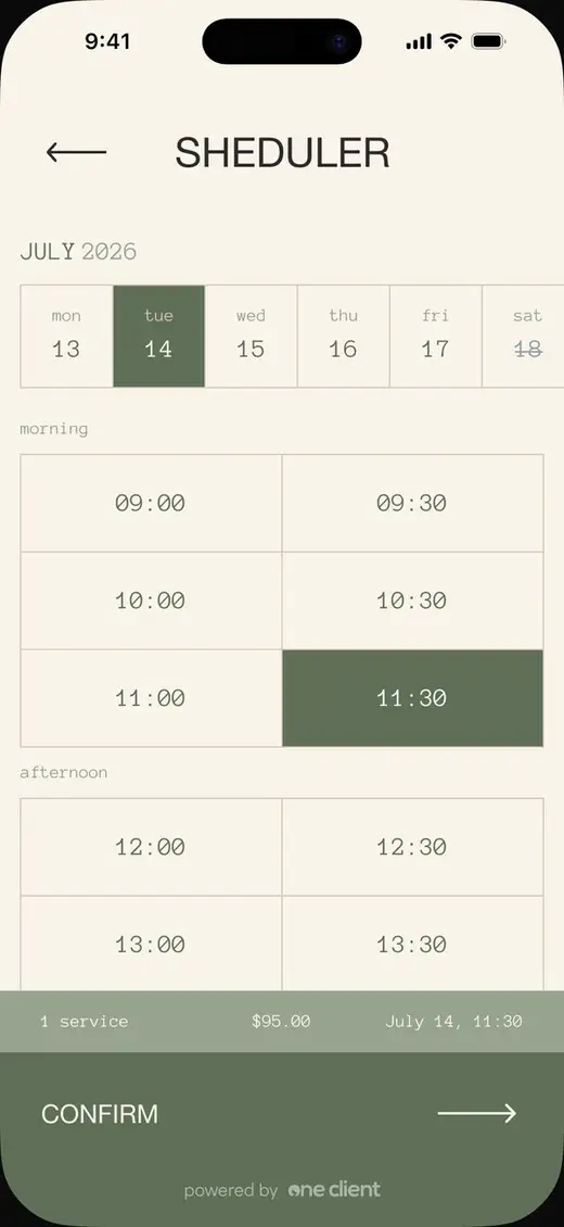 A booking page in the Magazine theme