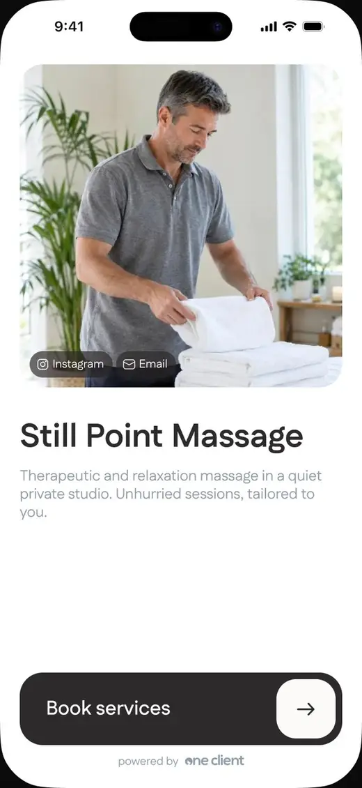 A booking page in the OneClient theme